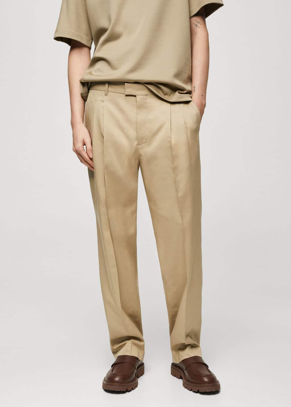 MANGO MAN - Regular-fit suit pants with pleats beigeMen Product Image