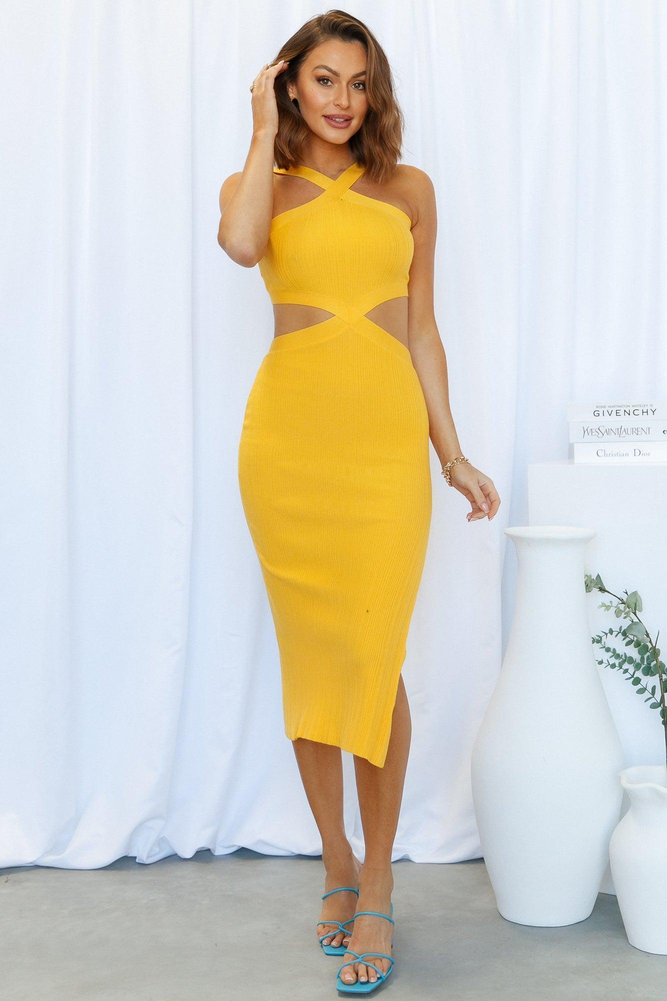 I Adore U Midi Dress Yellow Product Image