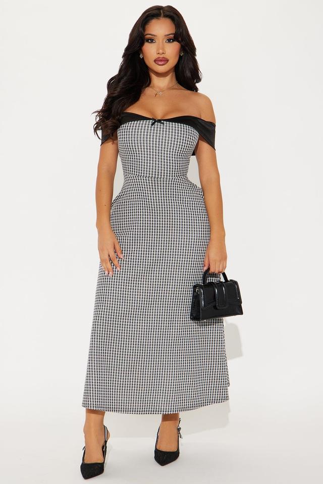 Old Time Love Houndstooth Midi Dress - Black Product Image