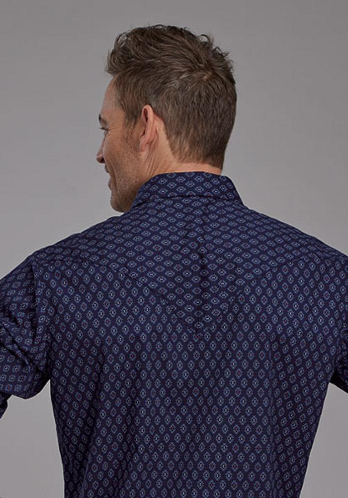 Roper® Men's L/S Blue Aztec Diamond Print Snap Shirt Product Image