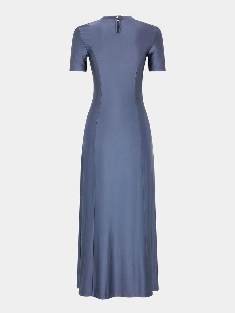 GREY LONG GATHERED DRESS IN JERSEY Product Image