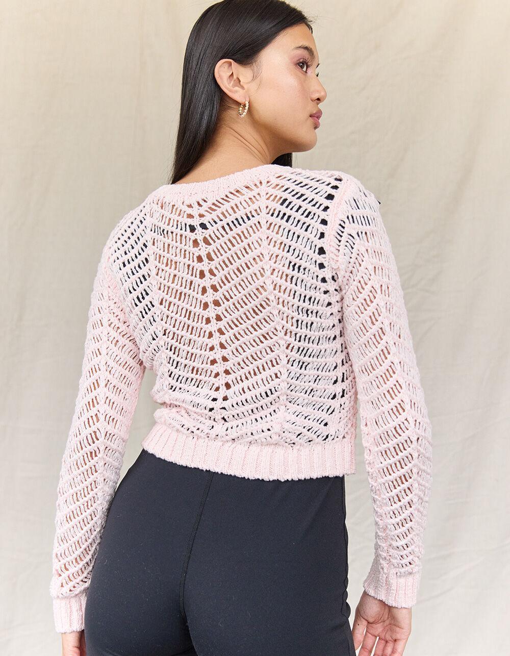 WEST OF MELROSE Rosette Open Knit Womens Sweater  Product Image