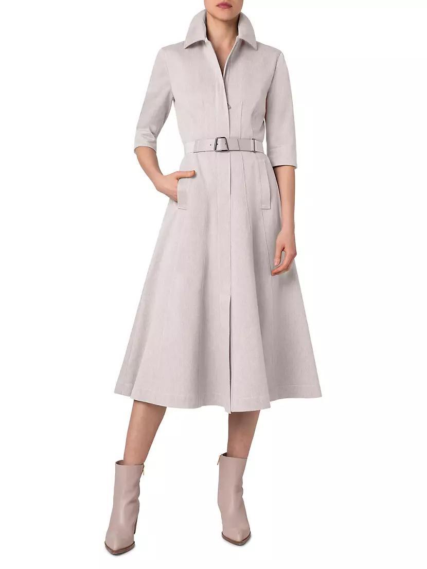 Denim Belted Midi Shirtdress Product Image