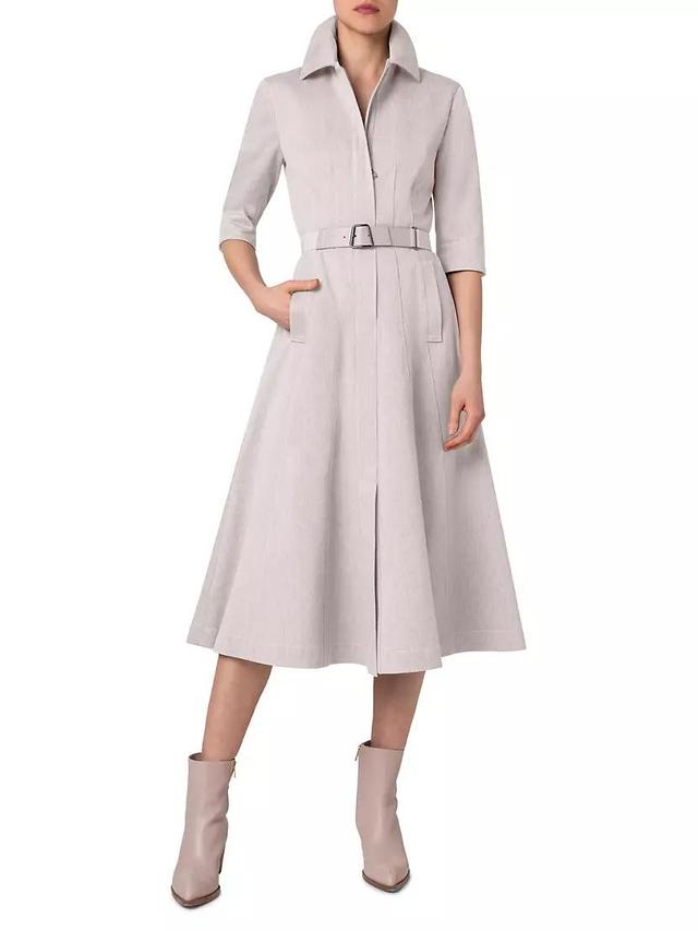 Denim Belted Midi Shirtdress Product Image