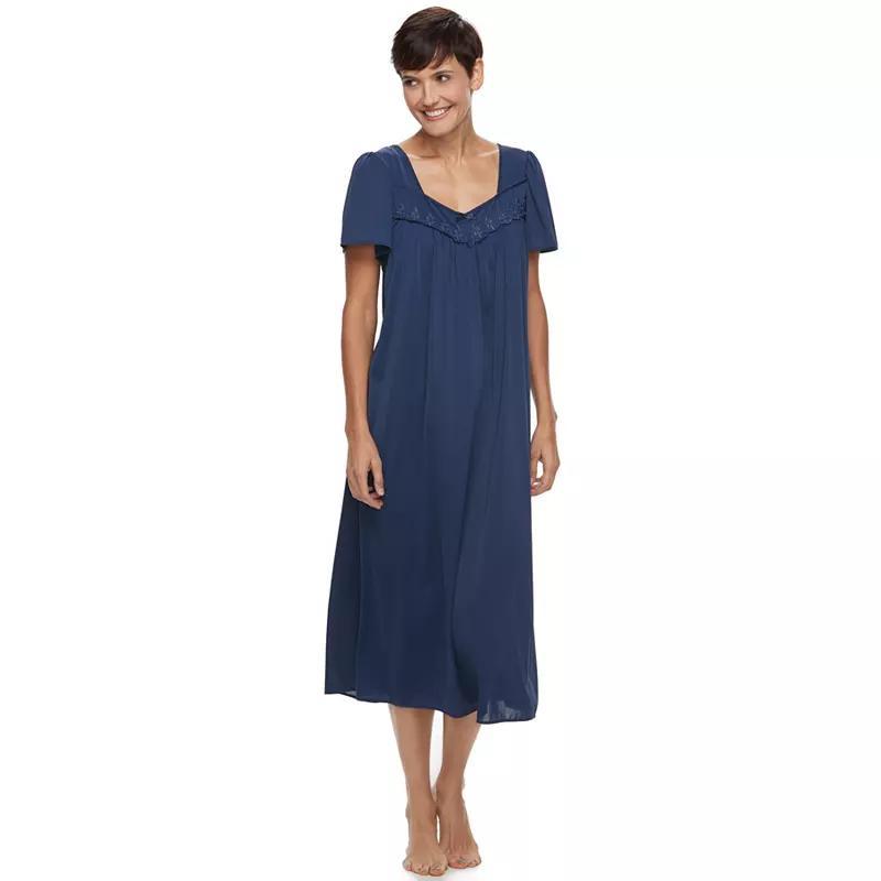 Womens Miss Elaine Essentials Long Tricot Nightgown Blue Product Image