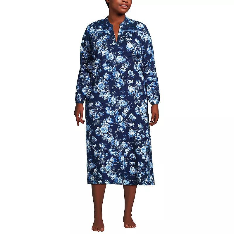 Plus Size Lands End Long Sleeve Flannel Nightgown, Womens Product Image