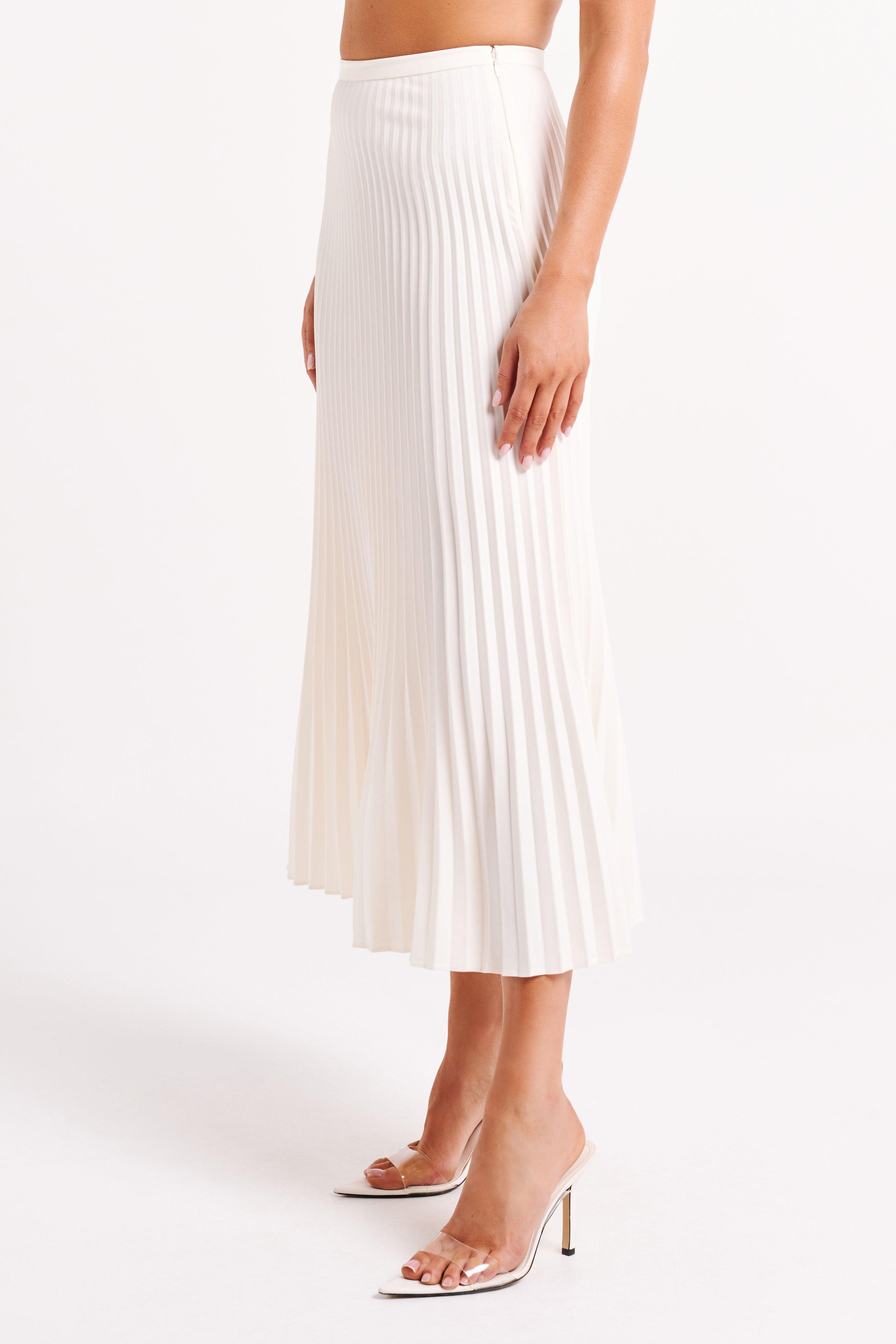 Twyla Pleated Suiting Maxi Skirt - Ivory Product Image