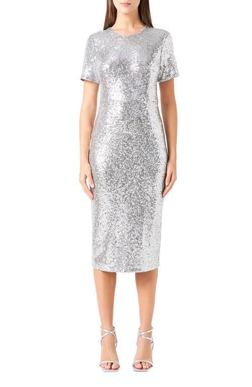 Womens Sequins Short Sleeve Midi Dress Product Image