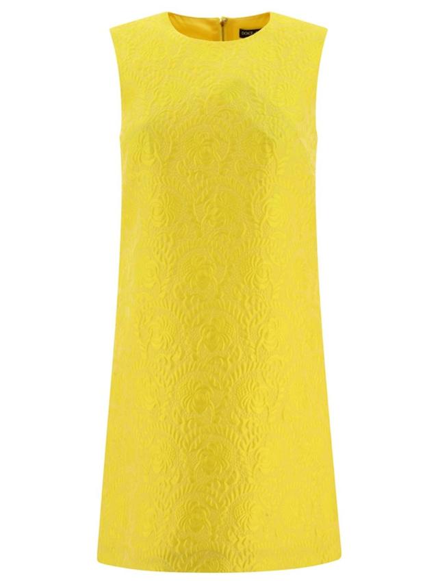 DOLCE & GABBANA Matelasse Fiori Jacquard Mini Dress In Yellow Product Image