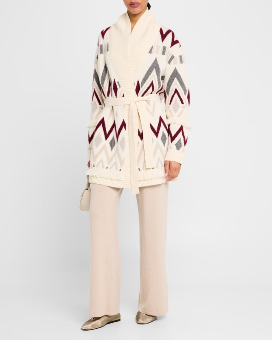 Cashmere Diamond Jacquard Intarsia Cardigan Product Image