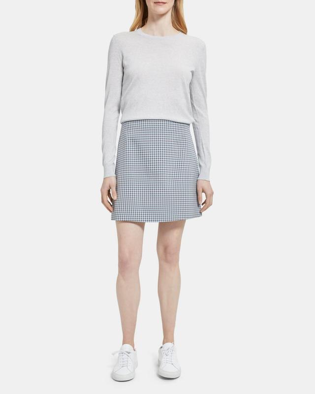 High-Waisted Mini Skirt in Viscose Check Product Image