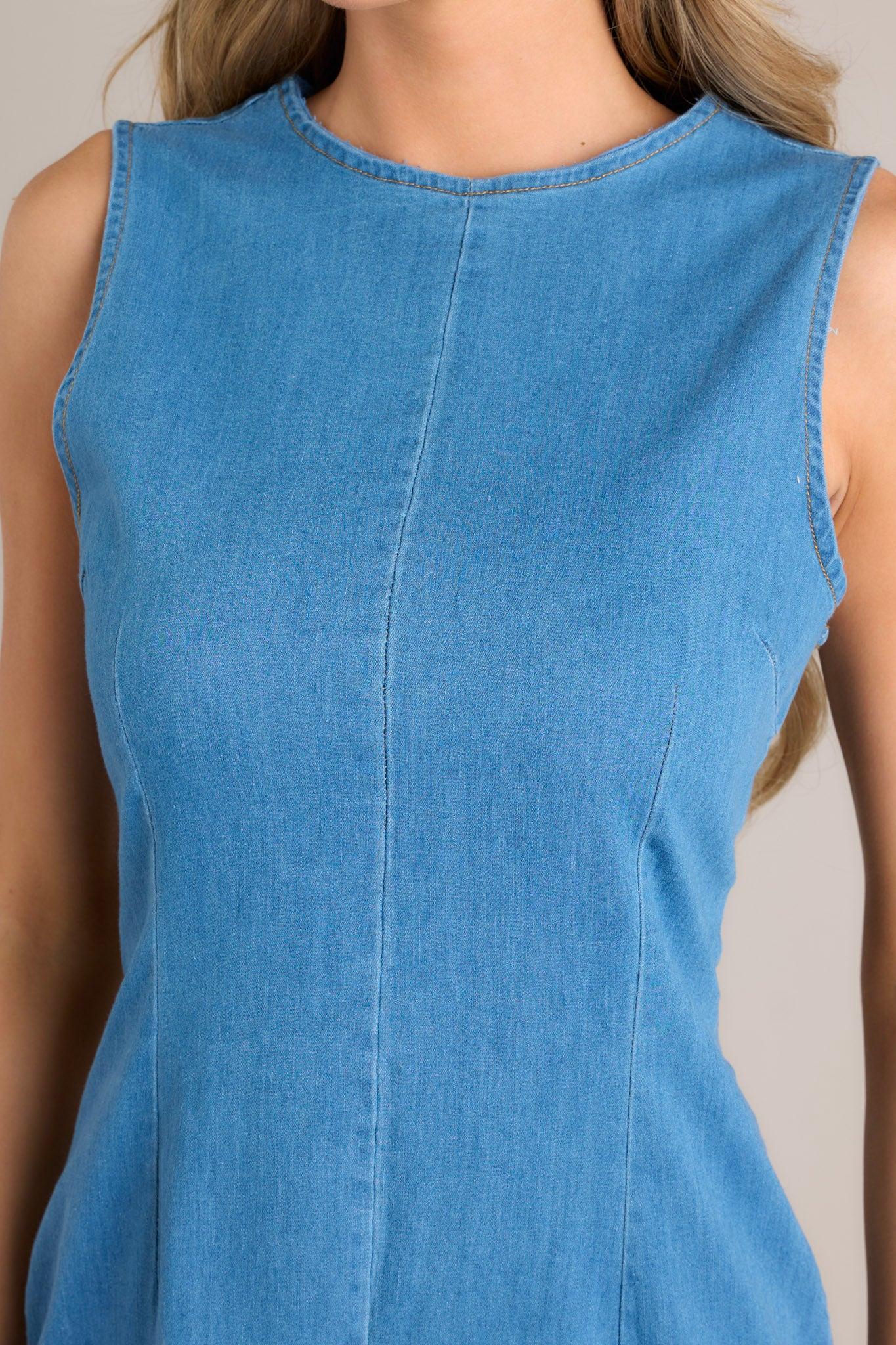 Unfolding Chapter Medium Wash Chambray Midi Dress Product Image