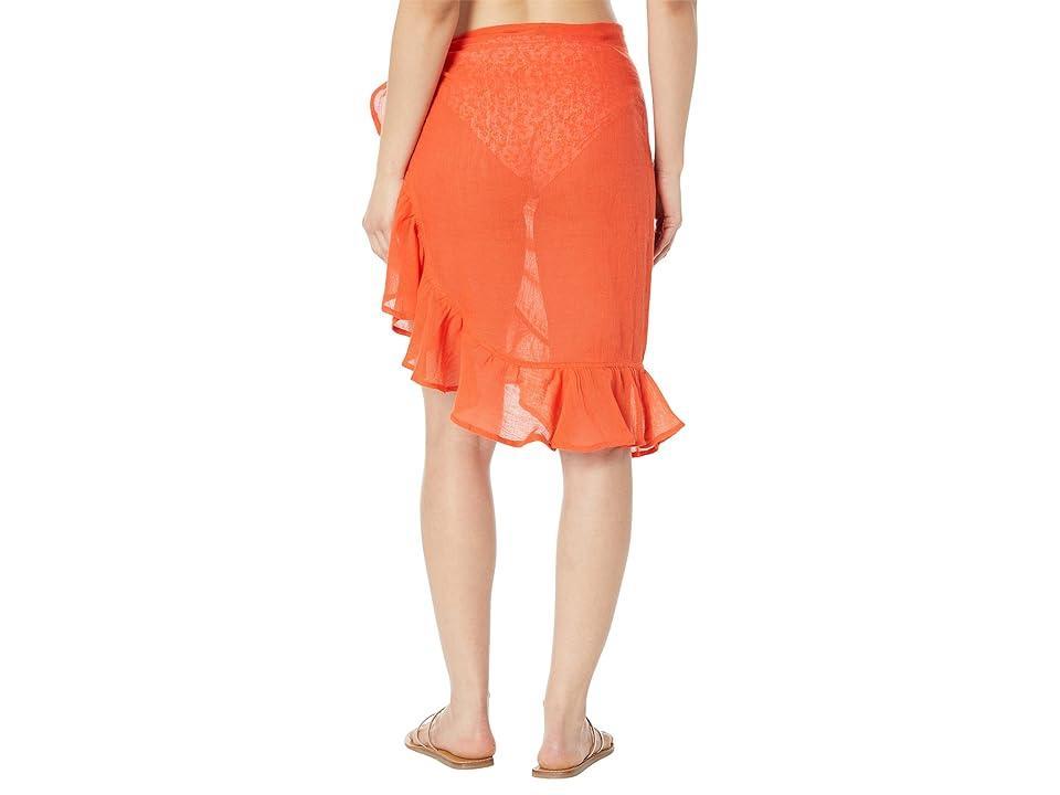 Lauren Ralph Lauren Beach Club Solid Ruffle Pareo (Sunset) Women's Swimwear Product Image