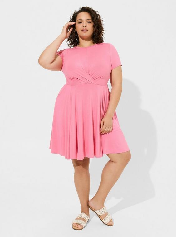 At The Knee Drape Front Skater Dress Product Image