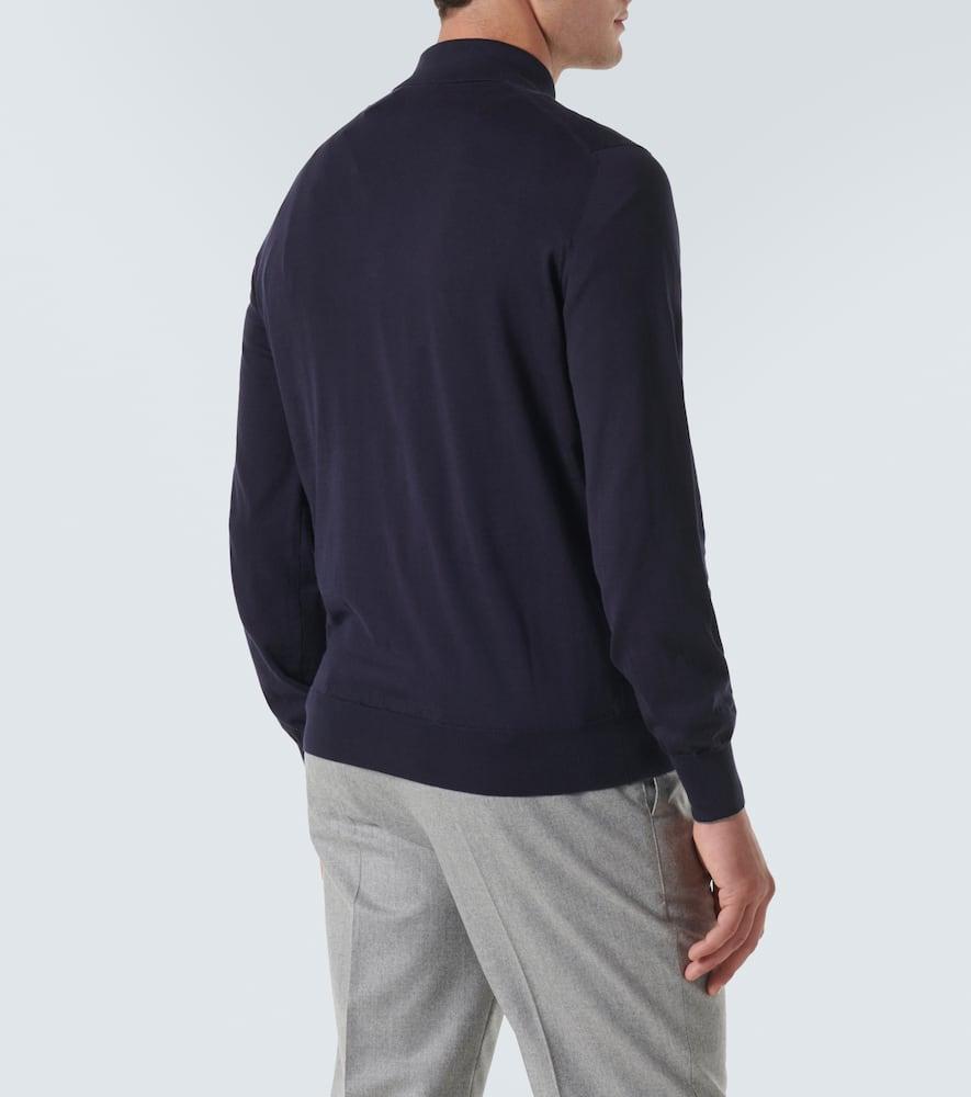 Cotton Polo Sweater In Blue Product Image