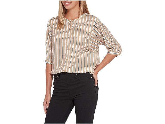 Lysse Viviana Satin Shirt (Neutrality Stripe) Women's Clothing Product Image