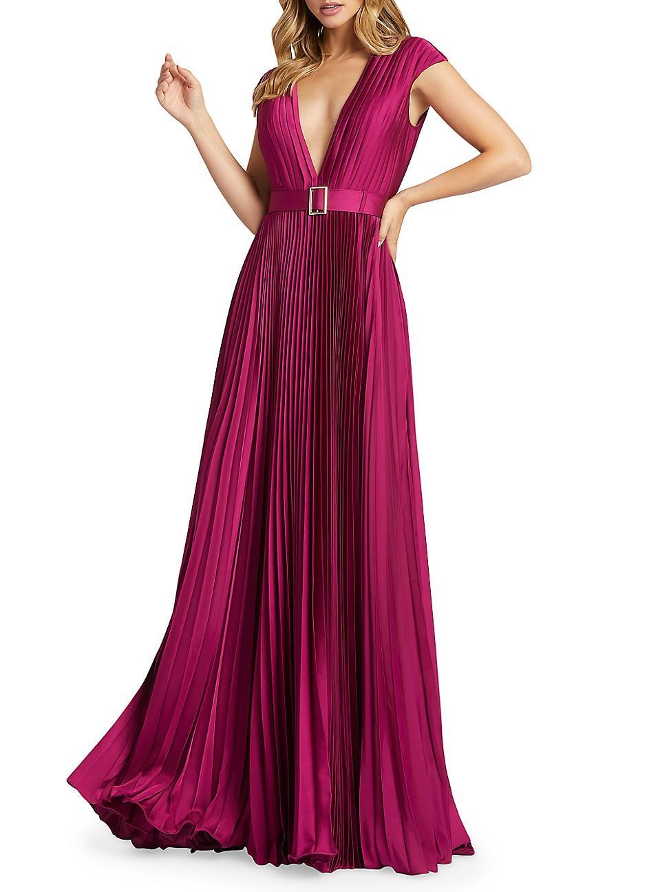 Womens Ieena Satin Pleated Gown Product Image