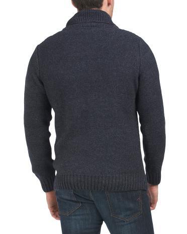 Wool Blend Cable Shawl Sweater for Men | Acrylic/Wool Product Image