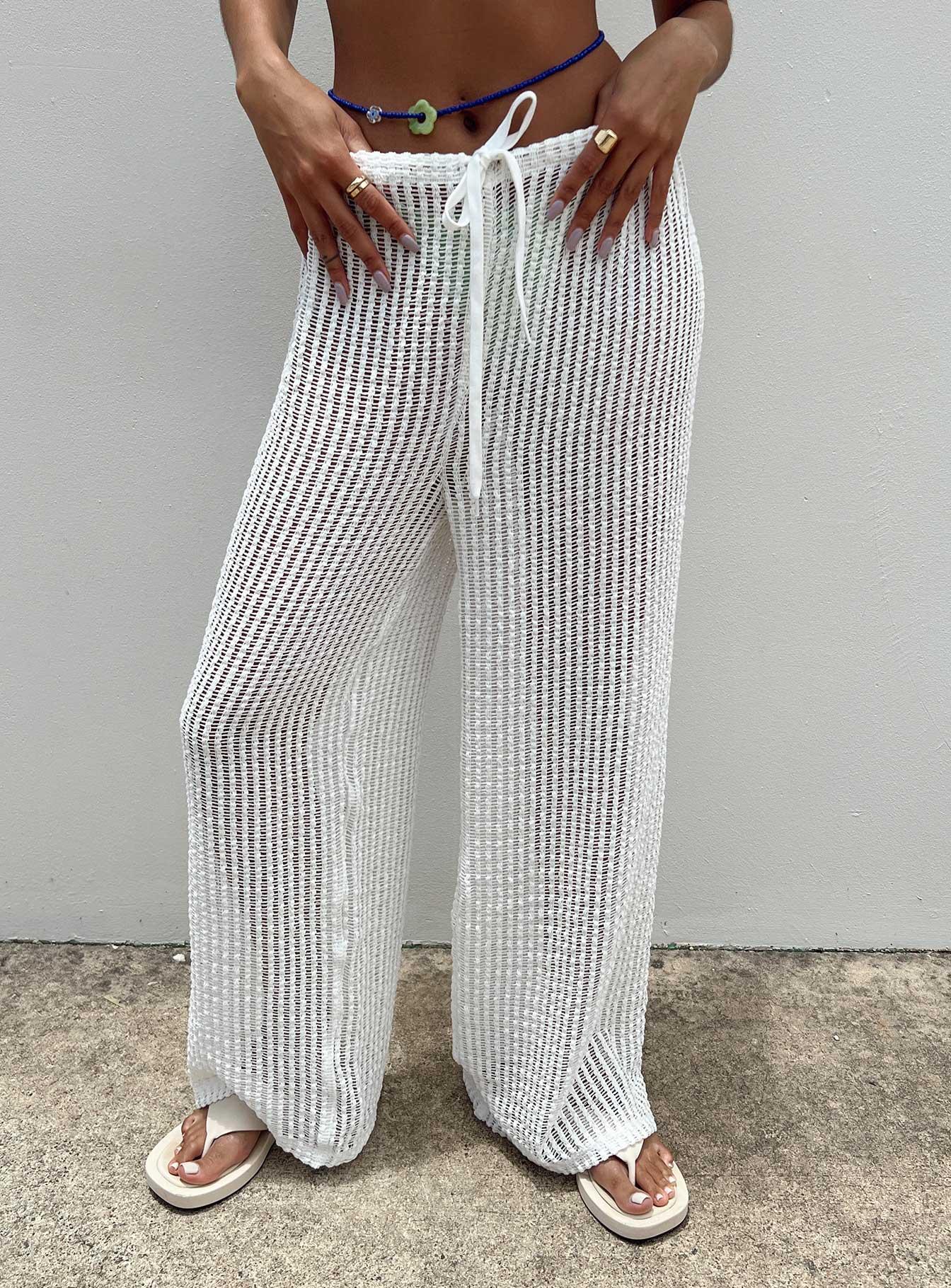 Darcie Knit Pants White Product Image