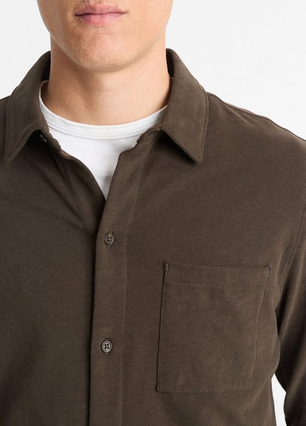 Sueded Cotton Jersey Button-Front Shirt Product Image