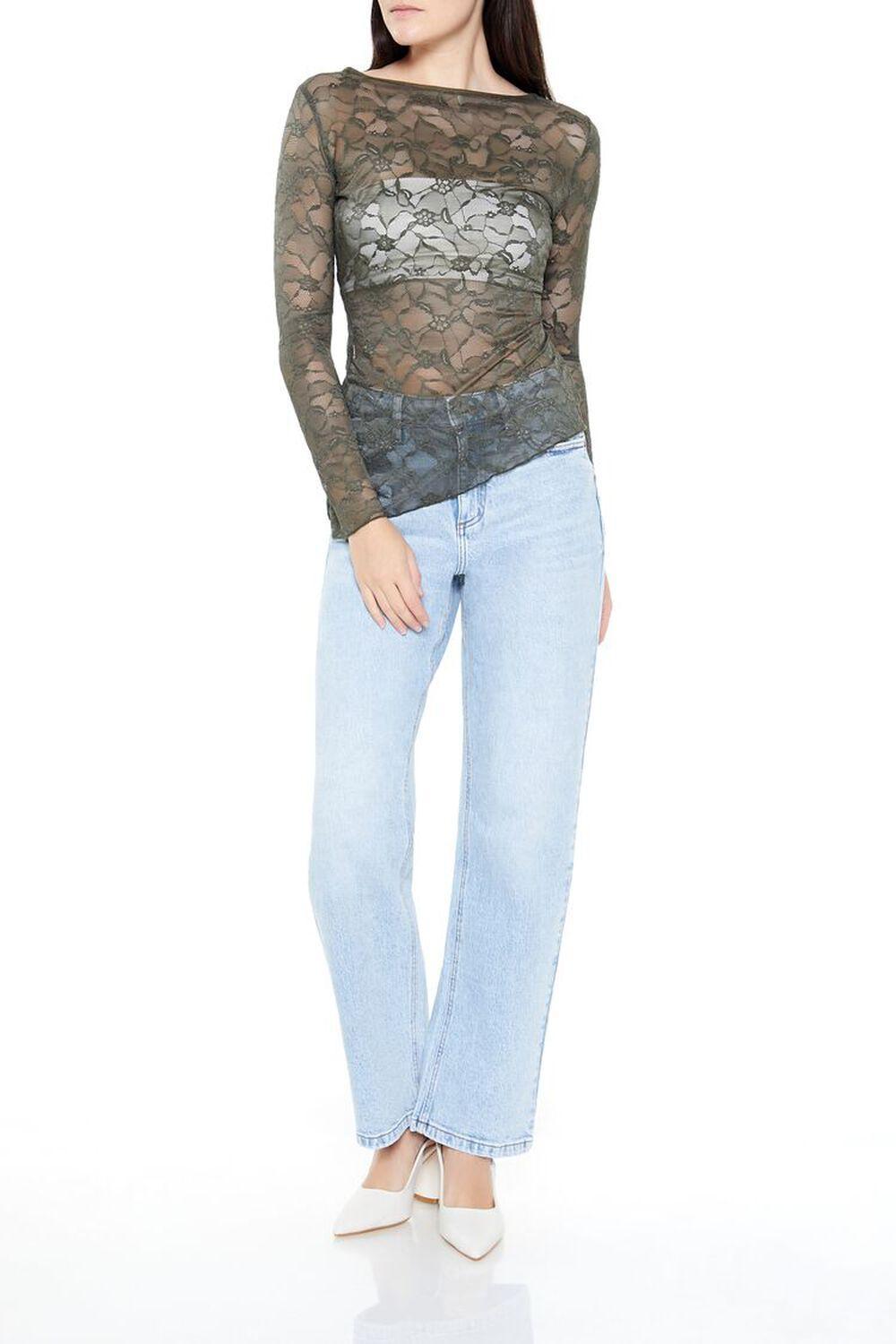 Asymmetrical Sheer Lace Top | Forever 21 Product Image