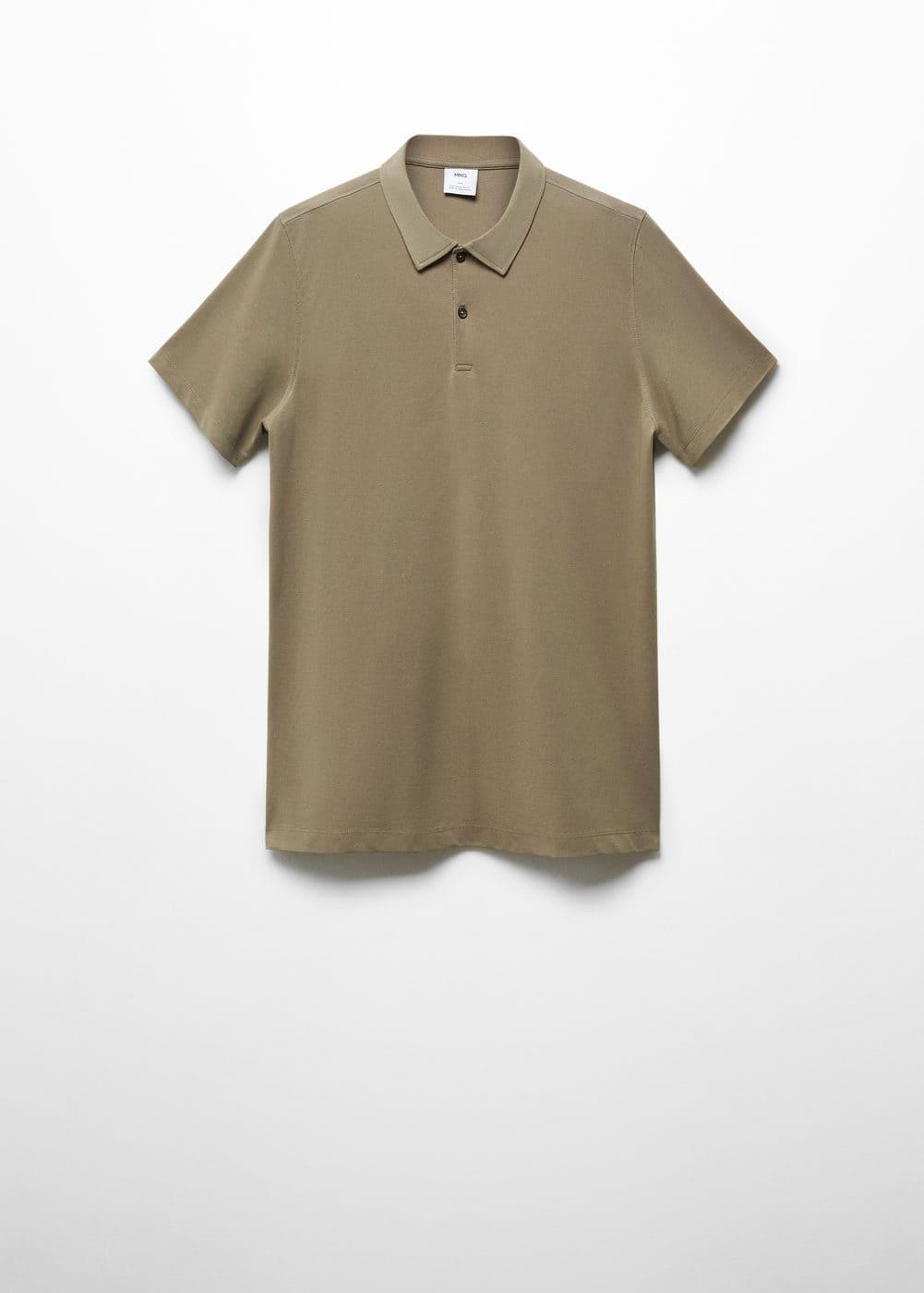 MANGO MAN - Slim-fit textured cotton polo shirt khakiMen Product Image