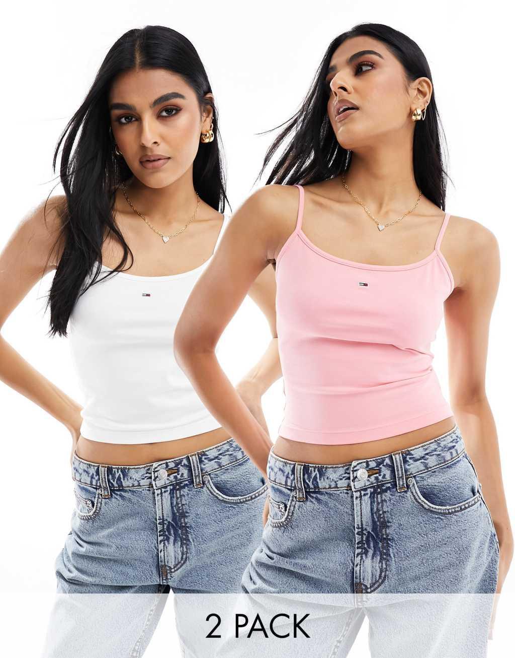 Tommy Jeans 2 pack essential strap tops in multi Product Image