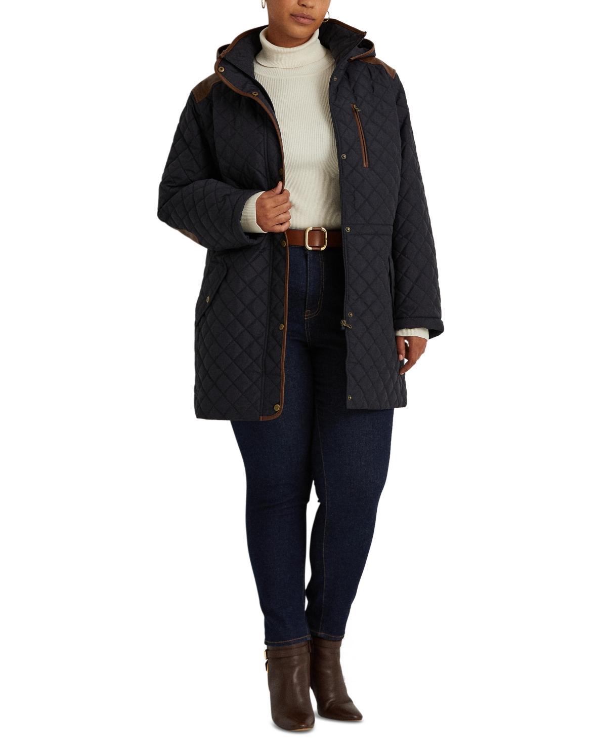 Lauren Ralph Lauren Womens Plus Size Hooded Quilted Coat, Created by Macys Product Image