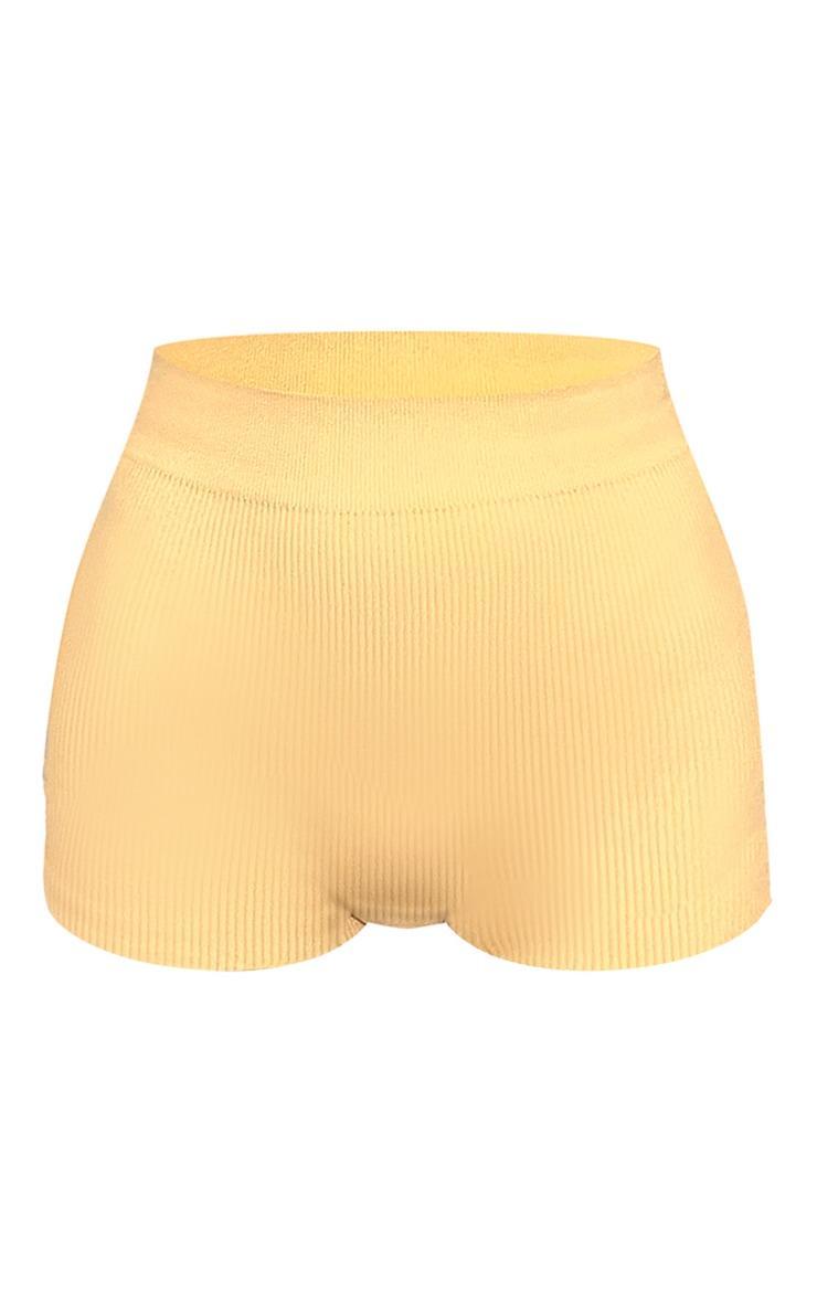 Taupe Snatched Rib Hot Pants Product Image