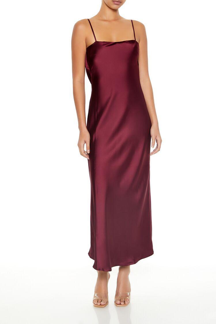 Satin Tie-Back Midi Slip Dress | Forever 21 Product Image