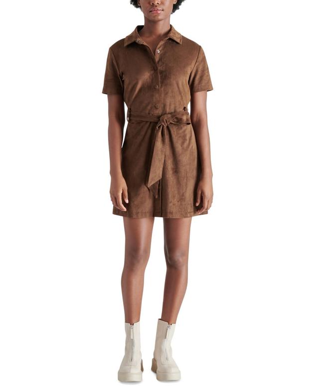 Steve Madden Womens Jolene Faux-Suede Shirtdress Product Image