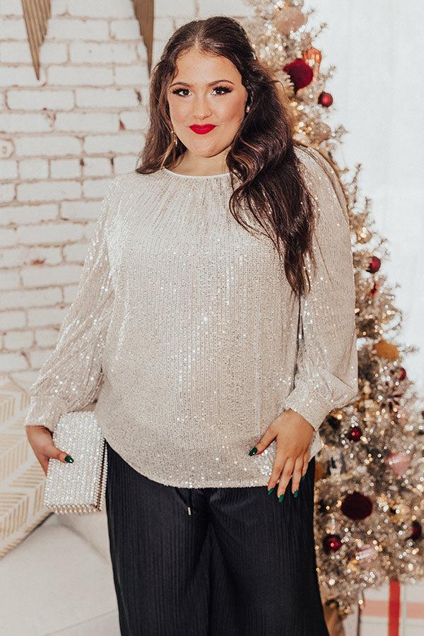 Seriously Swept Away Sequin Top In Champagne Curves Product Image