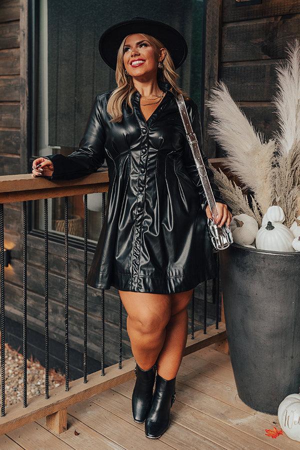 Mostly Amused Faux Leather Dress in Black Curves Product Image