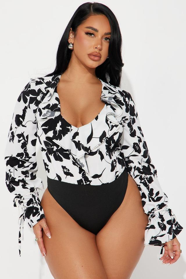 Best Of Me Floral Bodysuit - White/Black Product Image