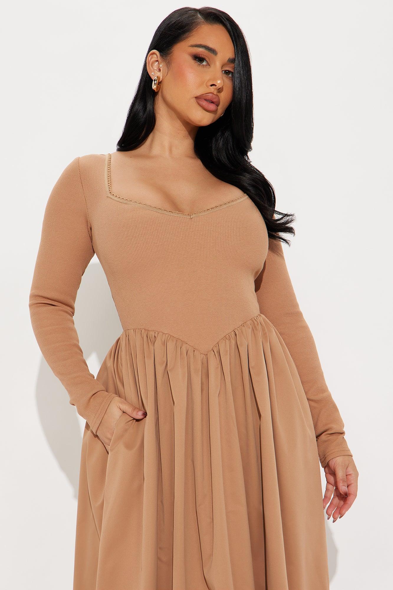 Mia Long Sleeve Maxi Dress - Mocha Product Image