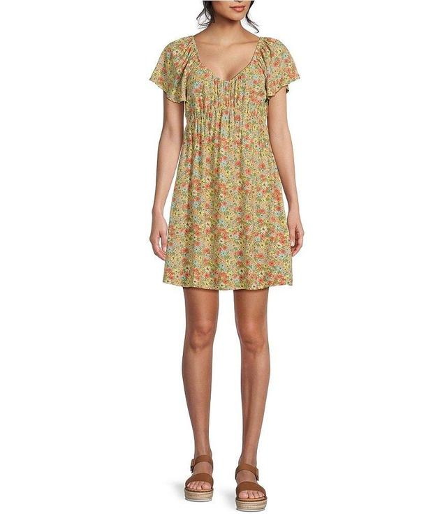 Rip Curl Sea Of Dreams Ditsy Floral Print Short Sleeve Mini Dress Product Image