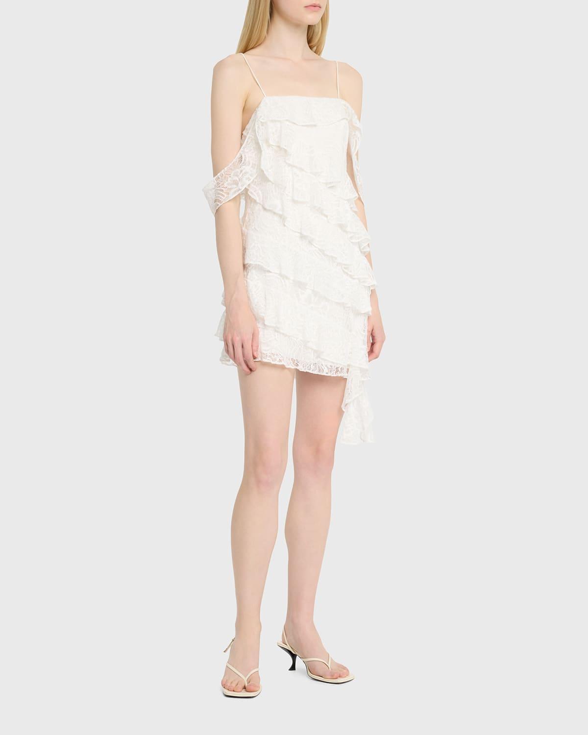 Sobine Lace Tiered Ruffle Mini Dress Product Image