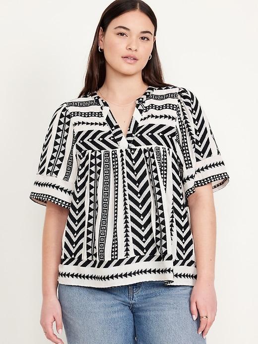 Split-Neck Textured Top Product Image