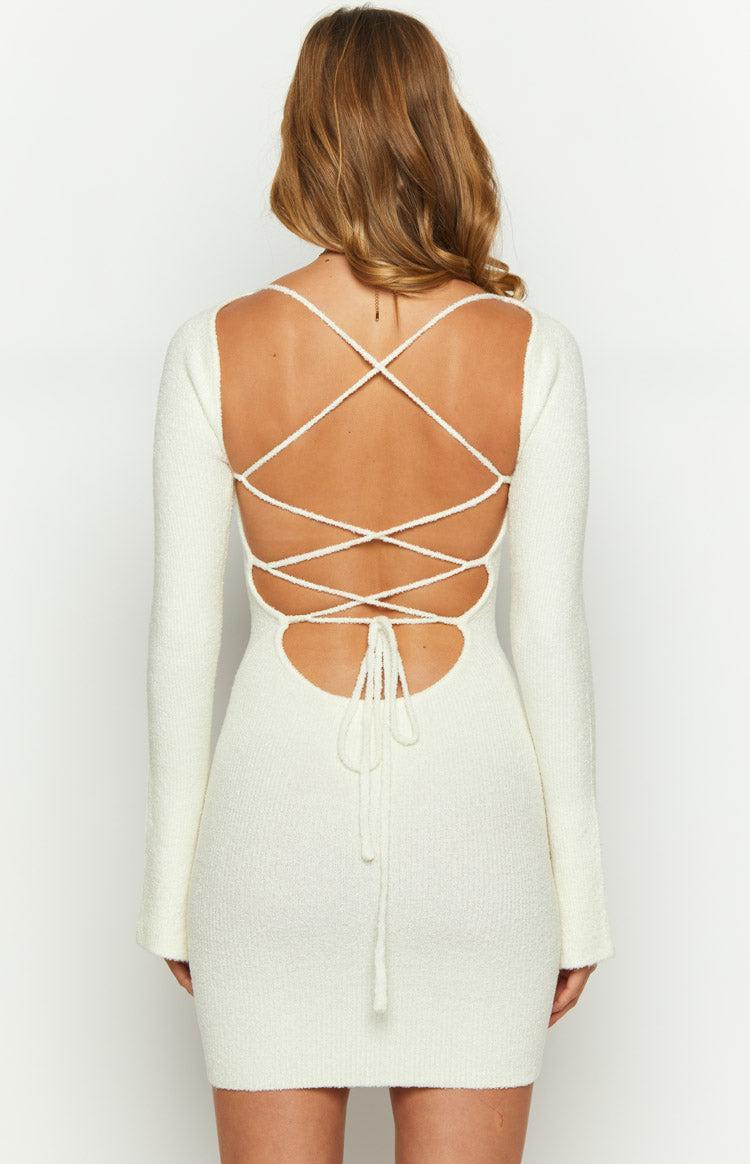 Tillie White Knit Mini Dress Product Image