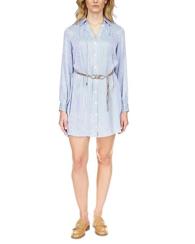 Michael Kors Pinstriped Satin Shirt Dress Product Image