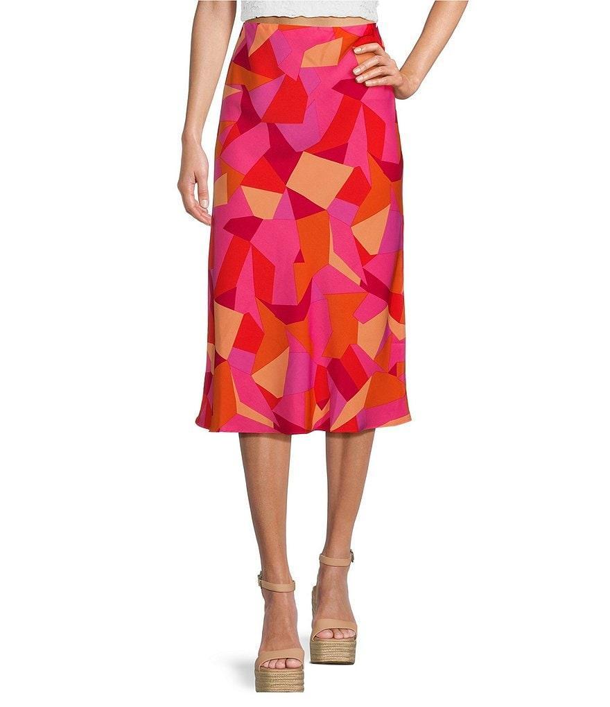 Lucy Paris Satin Slip Geo Print Midi Skirt product image