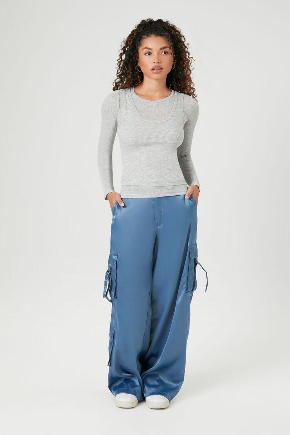 Satin Wide-Leg Cargo Pants | Forever 21 product image