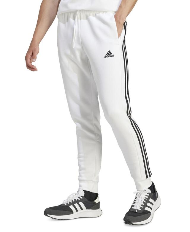 Mens adidas Essentials Fleece 3-Stripes Tapered Cuff Pants Medium Gray Grey Product Image