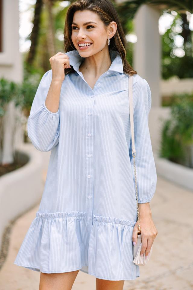 In A Dream Light Blue Striped Dress Female Product Image