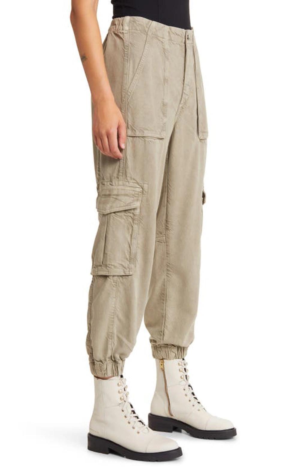 Womens Washed Olive G Frieda Tapered-leg High-rise Woven Cargo Trousers Product Image