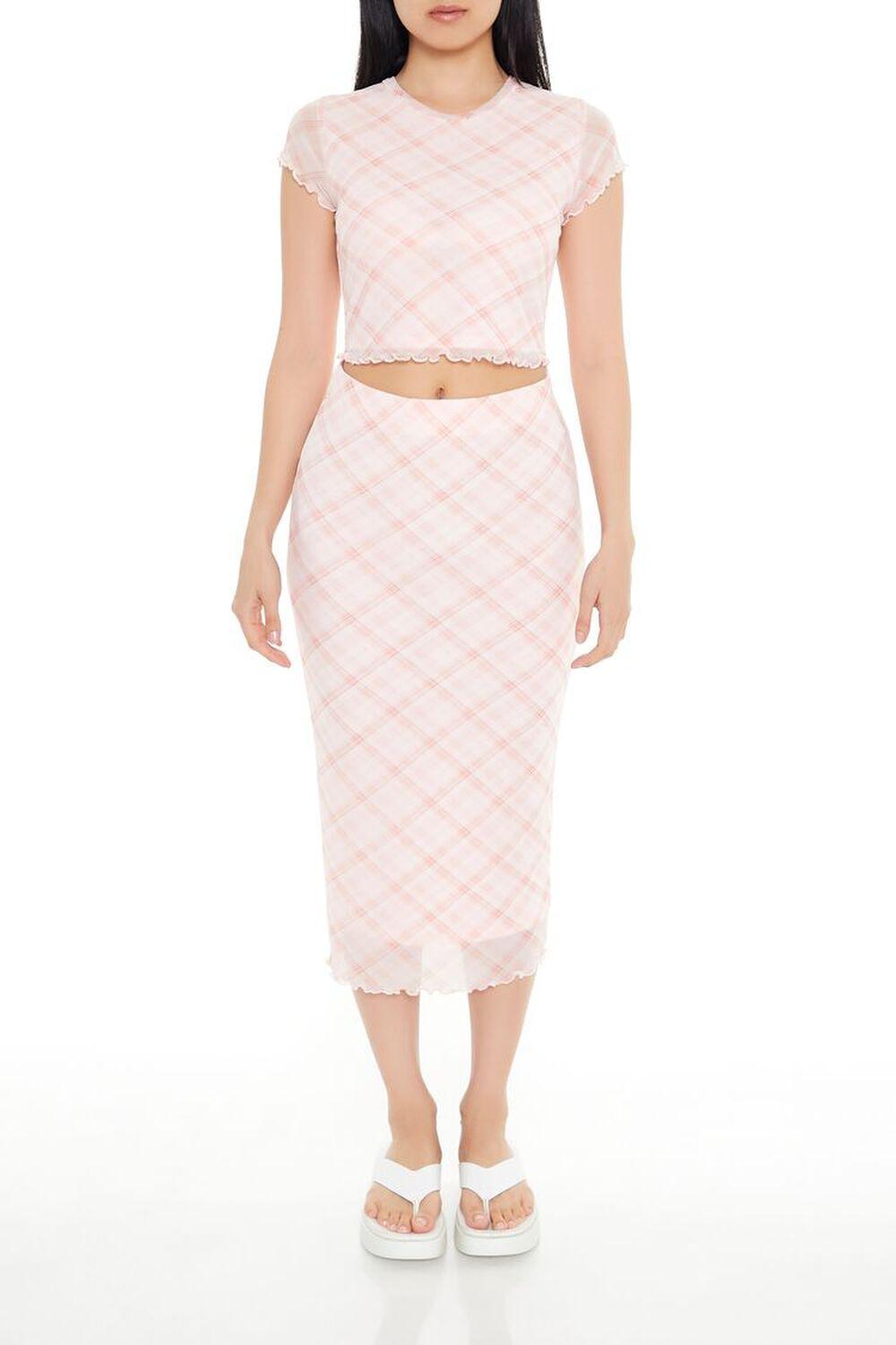 Plaid Mesh Midi Skirt | Forever 21 Product Image