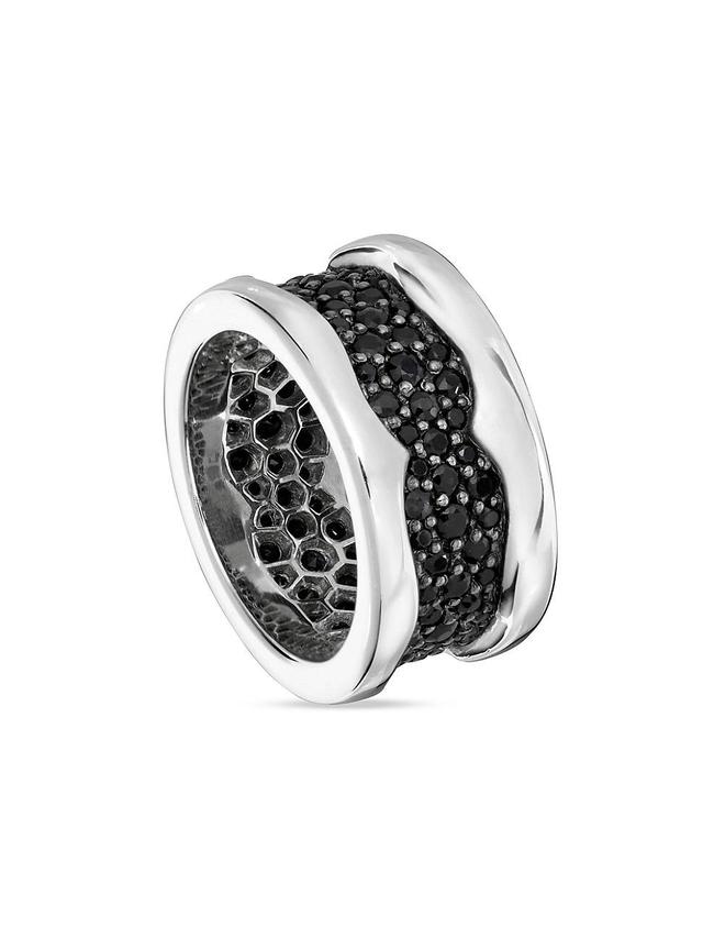 Mens Rayman Sterling Silver, Rhodium-Plate & Black Sapphire Ring Product Image