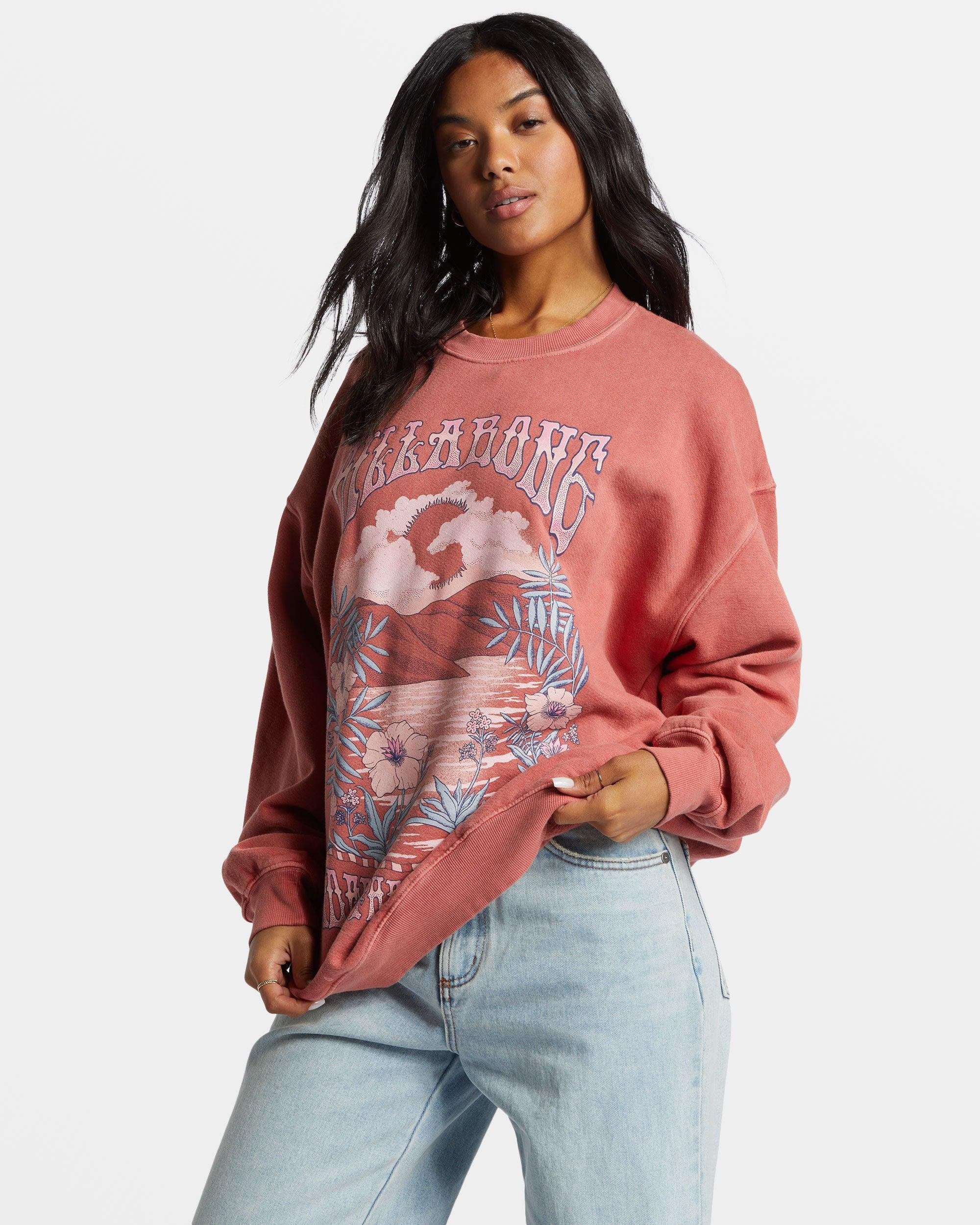 Ride In Oversized Crewneck Sweatshirt - Red Clay Female Product Image