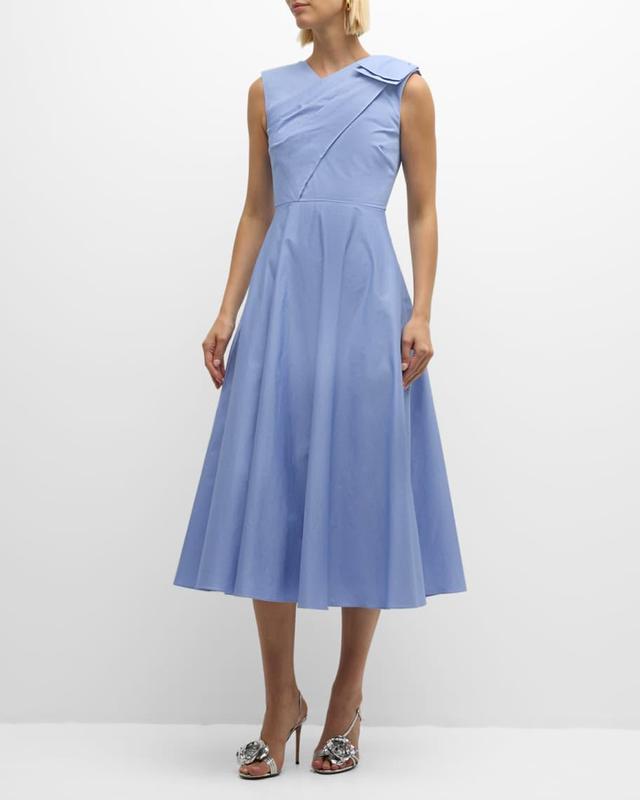 Cotton Poplin Midi Dress with Bow Detail Product Image