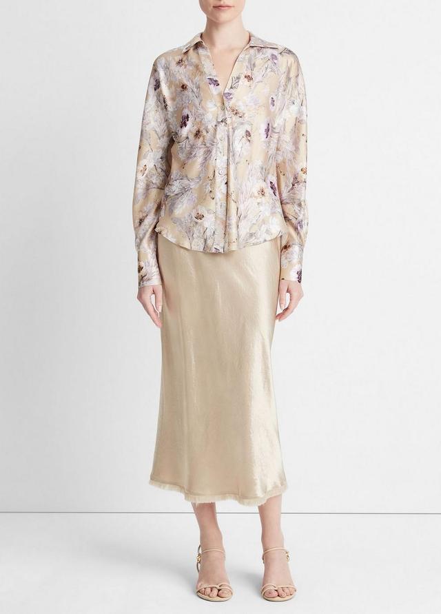 Wild Flower Silk Bias Long-Sleeve Blouse Product Image